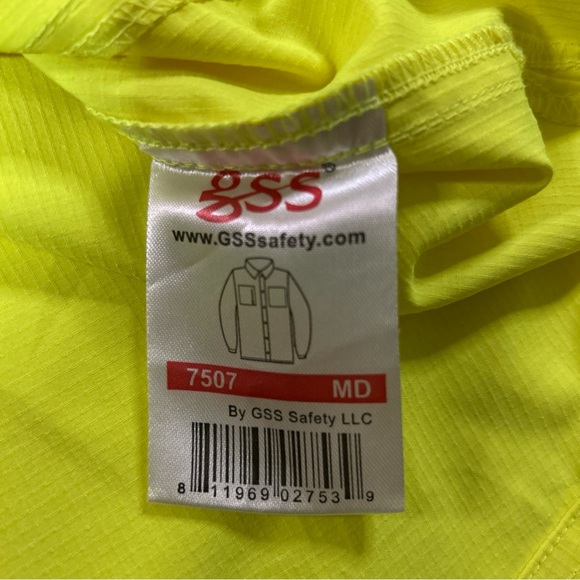 GSS High Visibility Workwear Shirt Unisex Women Medium Pockets Roll Up Buttons - Picture 6 of 10